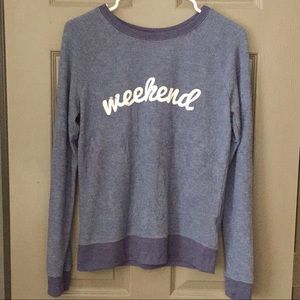 Grayson Threads The Weekend Graphic Blue Pullover Sweatshirt Top, XS